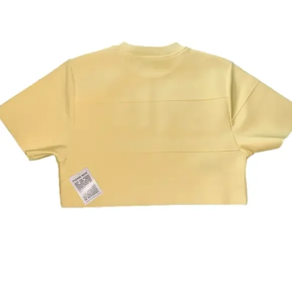 NWT HERVE LEGER Haute Couture YELLOW CROP BANDAGE SHORT SLEEVE TEE TOP SHIRT - Picture 4 of 8